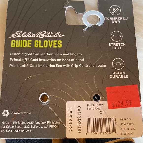 EDDIE BAUER MEN LEATHER GLOVES SIZE SMALL - Picture 3 of 4
